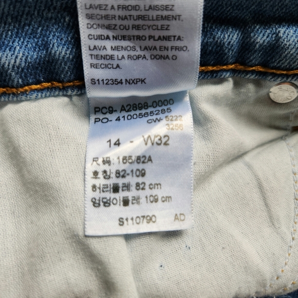 LEVI'S Heritage High Rise Loose Straight Leg Zip Fly Jeans Sz 14 32W Light Wash - Picture 15 of 15